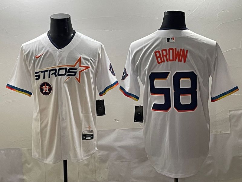 Men Houston Astros #58 Brown White Fourth generation Joint Name 2025 Nike MLB Jersey style 12->houston astros->MLB Jersey